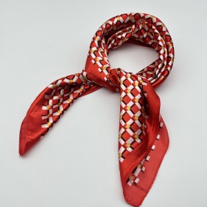 red retro small silk scarf